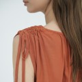 G-Ochre V-Neck Woven Flared Dress